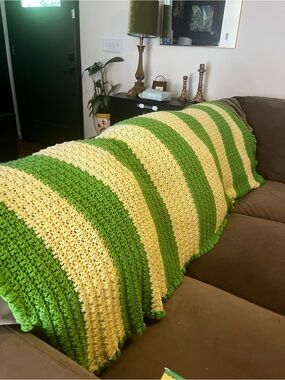 Vintage Crochet Knit Handmade Large Throw Blanket